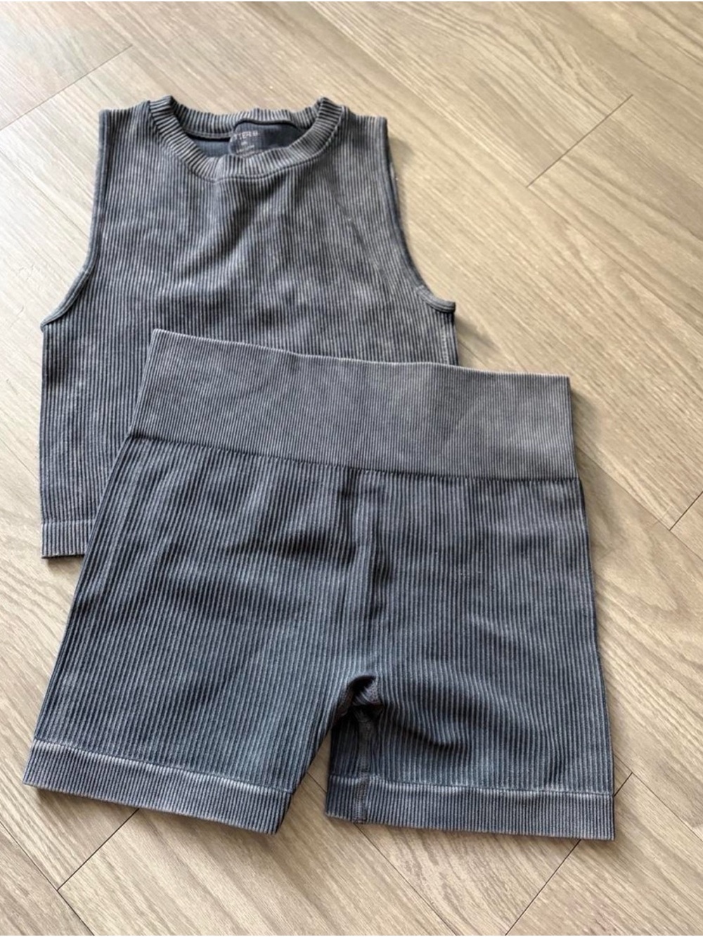 Better Be Gray Ribbed Bike Shorts